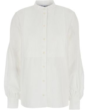 SOSUE 'Antonia' Blouse With Mandarin Collar And Striped Details - White