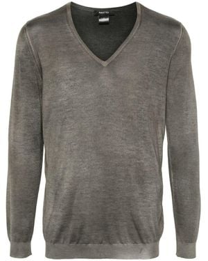 Avant Toi Camouflage Effect V Neck Pullover Clothing - Grey