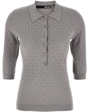 ROTATE BIRGER CHRISTENSEN 'Pointelle' Polo Shirt - Grey