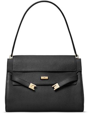 Tory Burch Lee Radziwill Large Leather Handbag - Black