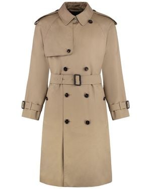 Burberry Lungo Trench Chestwood In Gabardine - Natural