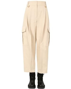 Givenchy Cotton Cargo Pants With Metal Details - Natural
