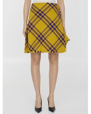 Burberry Embroidered Wool Skirt - Yellow