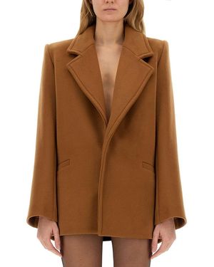 Saint Laurent Short Wool Coat - Brown