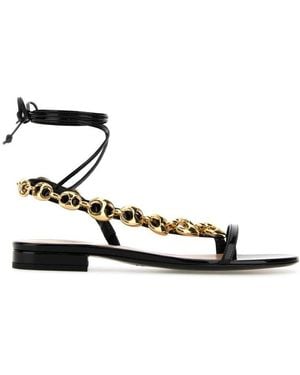 Gucci Leather Marina Chain Sandals - White