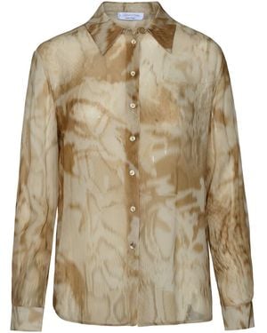 Blumarine Two-Tone Viscose Shirt - Natural