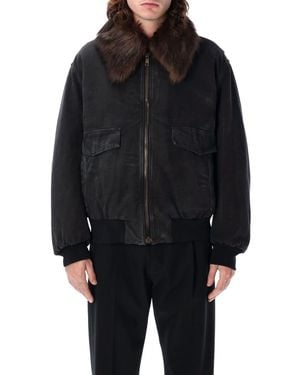Prada Blouson Jacket With Shearling Collar - Black
