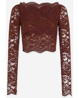 Rabanne Cropped Lace Top - Purple
