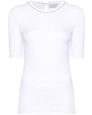 Brunello Cucinelli Cotton 3/4 Sleeve T-Shirt - White