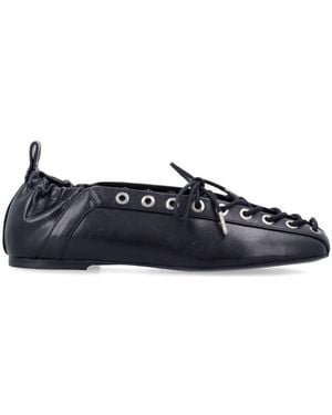 Ganni Oleatex Lace-Up Ballerinas - Blue