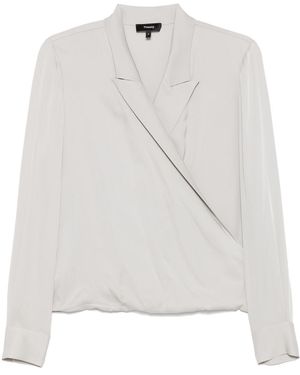 Theory Pk Lapel Wrap Bl.Mod - White