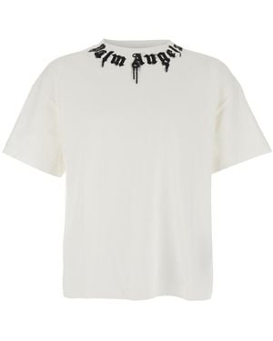Palm Angels Neck Logo Reg Tee - White