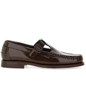 Hereu Leather T-Bar Moccasins For - Brown