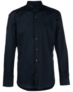 Fay French Neck Stretch Shirt Clothing - Blue
