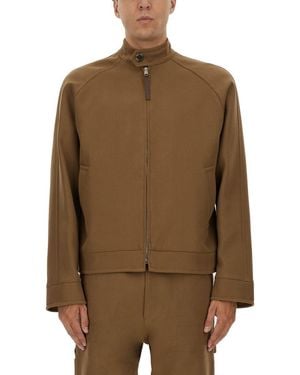 Moschino Structured Boxy Jacket With High Collar - Brown