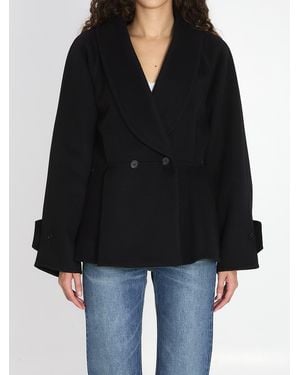 Chloé Short Coat With Ruffles - Black