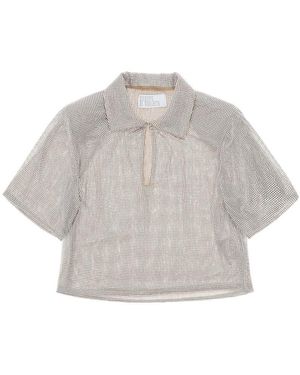 GIUSEPPE DI MORABITO "Mesh Top With Rhinest - Grey