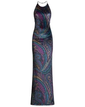 Etro Long Dress With Paisley Print - Blue