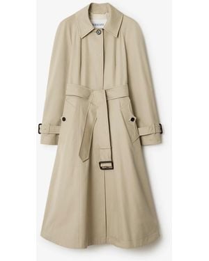 Burberry "ellingham" Cotton Trench Coat - Natural