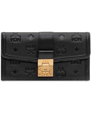 MCM Tracy Ebmn Leather Wallet On Chain - Black