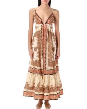 Zimmermann Maxine Plunge Maxi Dress - Natural