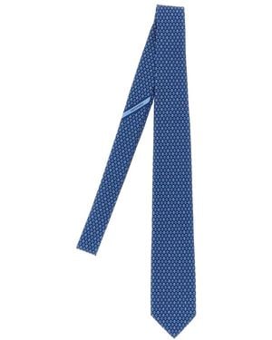 Ferragamo 'gancini Pois' Print Tie - Blue