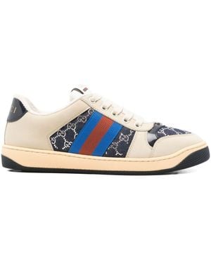 Gucci Screener Sneakers With Gg Crystals - Blue