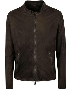 Giorgio Brato Veg Lamb Leather Biker Jacket - Black