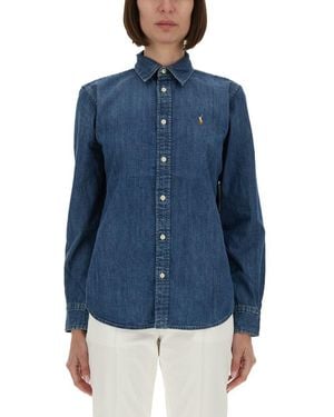 Polo Ralph Lauren Button-Down Denim Shirt With Tailored Fit - Blue