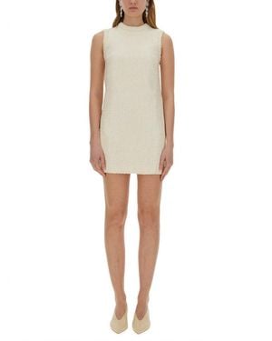Self-Portrait Boucle Mini Dress With Pearls - Natural