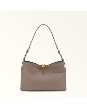 Furla Soft Padded Nappa Shoulder Bag - Natural