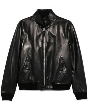 Tom Ford Lambskin Leather Jacket With Minimalistic Design - Black