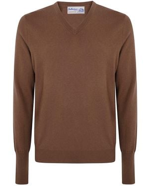 Ballantyne V Neck Pullover - Brown