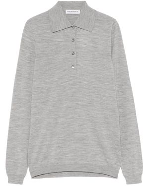 GOES BOTANICAL Long Sleeves Merinos Extrafine Super 140's Polo Jumper - Grey