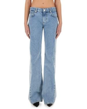 Moschino Two-Tone Flared Denim Jeans - Blue