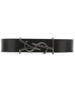 Saint Laurent Leather Opyum Bracelet - Black