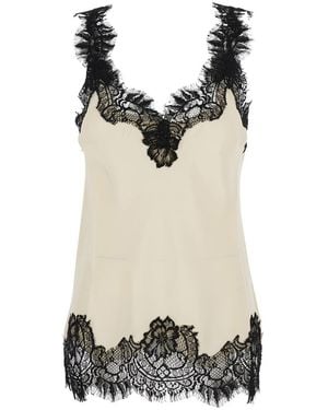 Gold Hawk 'megan' White Sleeveless Top With Lace Details In Silk Woman - Black