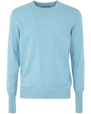 Ballantyne Cashmere Round Neck Pullover Clothing - Blue