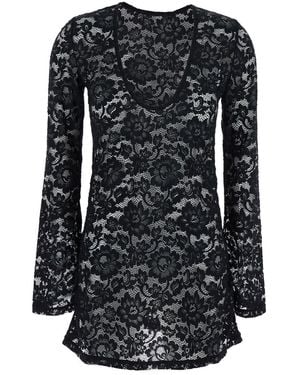 VENUJA 'Bohemia' Mini Dress With All-Over Lace Embroidery - Black