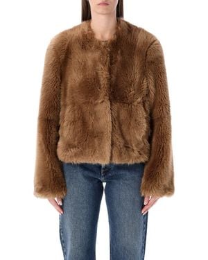Stand Studio Halle Patchwork Faux Fur Jacket - Brown