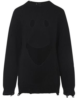 Moschino Virgin Wool Smile Cropped Jumper - Black