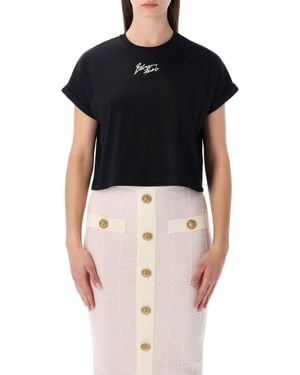 Balmain Cropped Tshirt - Black