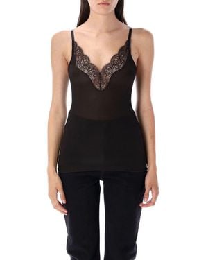 Saint Laurent Silk Laced Tank Top - Black