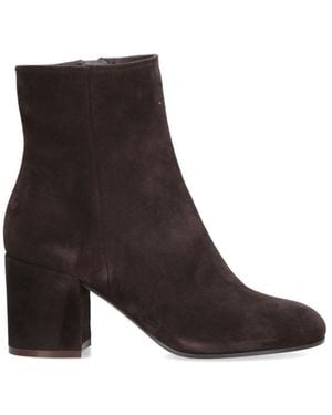 Gianvito Rossi Suede Ankle Boots With Rounded Toe - White