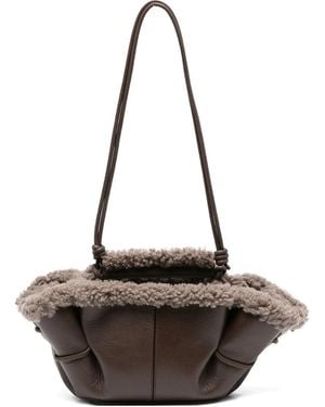 Hereu Arta Mini Curly Shearling Trims Bags - Brown