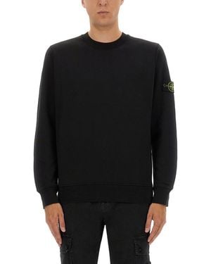 Stone Island Regular Fit Sweatshirt In Organic Cotton - Black