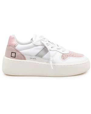 Date Leather And Suede Platform Trainers - White