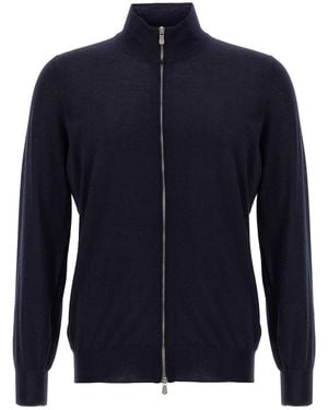 Brunello Cucinelli Silk Cashmere Cardigan - Blue