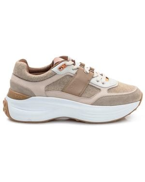 Tod's Beige Leather And Suede Sneakers - White