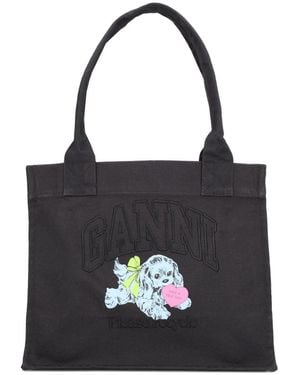 Ganni Puppy" Tote Bag - Black